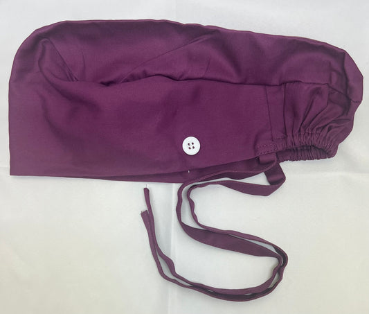 Purple Ponytail Scrub Cap + Adjustable Straps